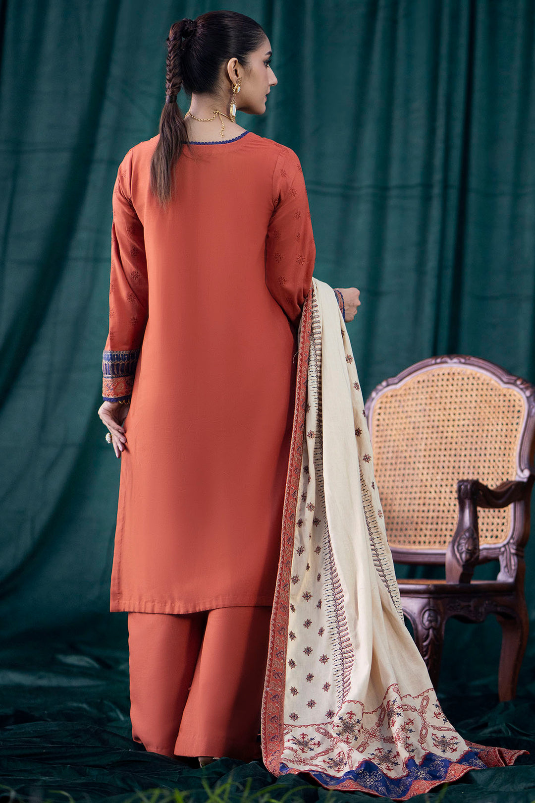 4351-RUMI EMBROIDERED KHADDAR UNSTITCHED