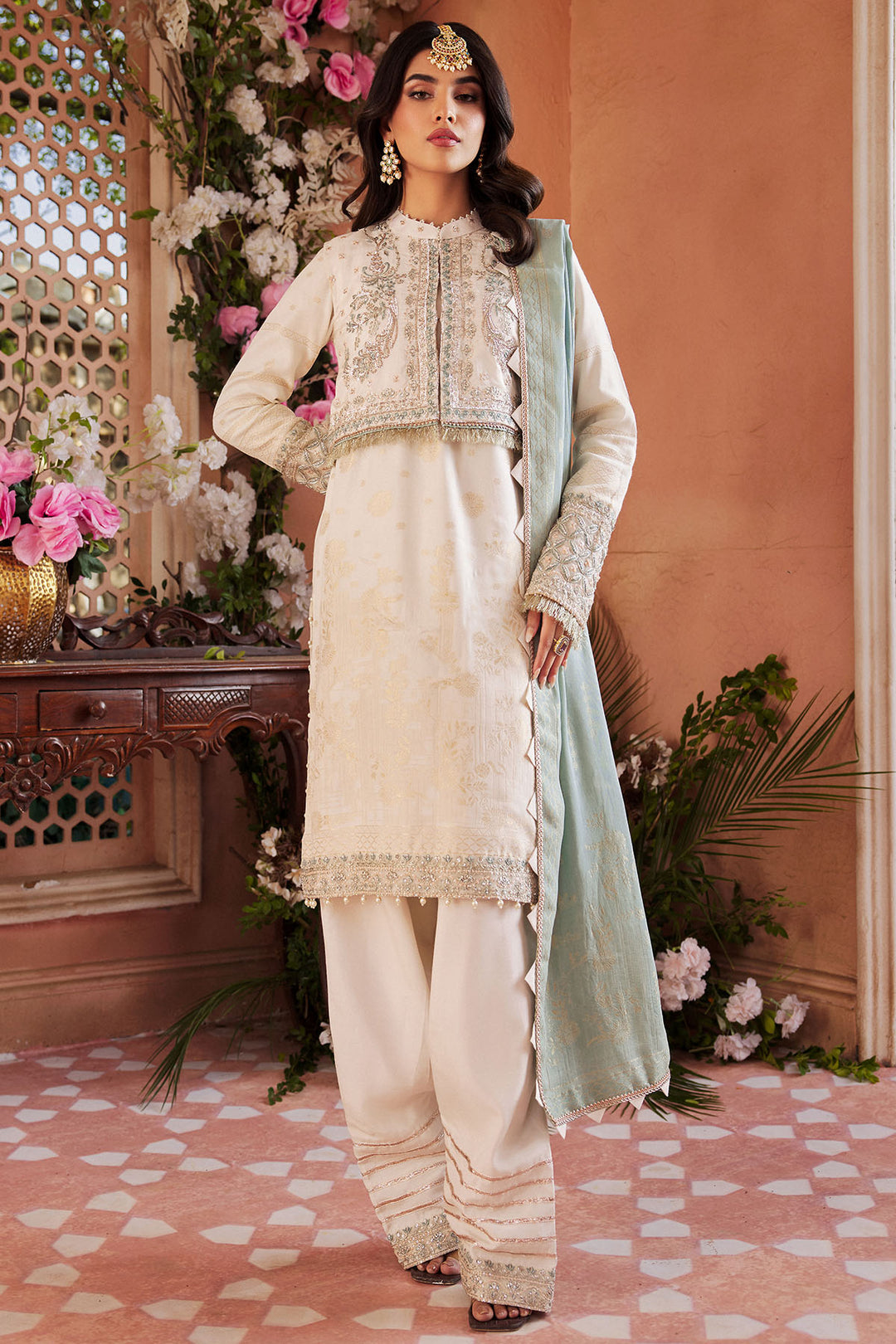 4398-DURE-SAMEEN EMBROIDERED JACQUARD STITCHED