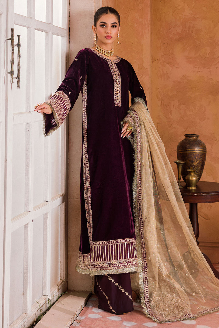 4402-AFSEEN EMBROIDERED VELVET STITCHED