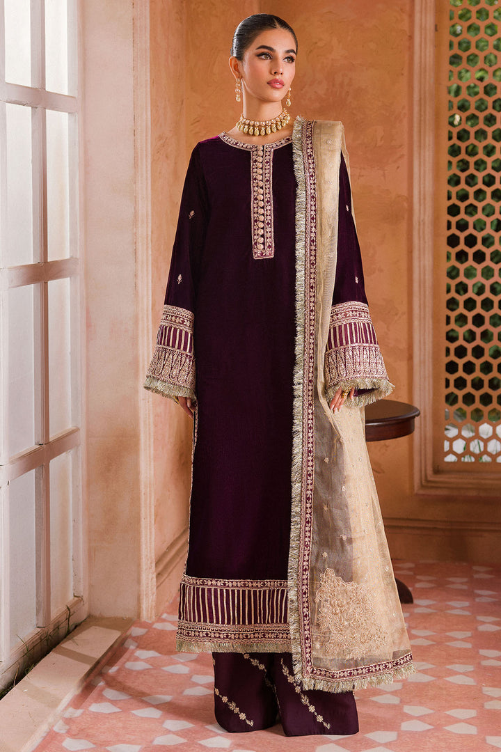 4402-AFSEEN EMBROIDERED VELVET STITCHED