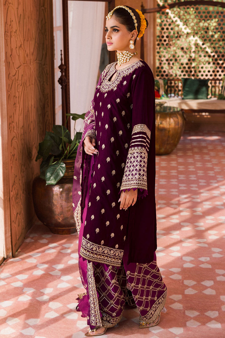 4405-NAMRAH EMBROIDERED VELVET STITCHED