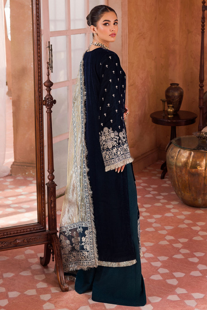 4406-AMIRAH EMBROIDERED VELVET STITCHED