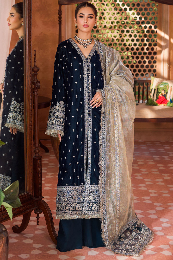 4406-AMIRAH EMBROIDERED VELVET STITCHED