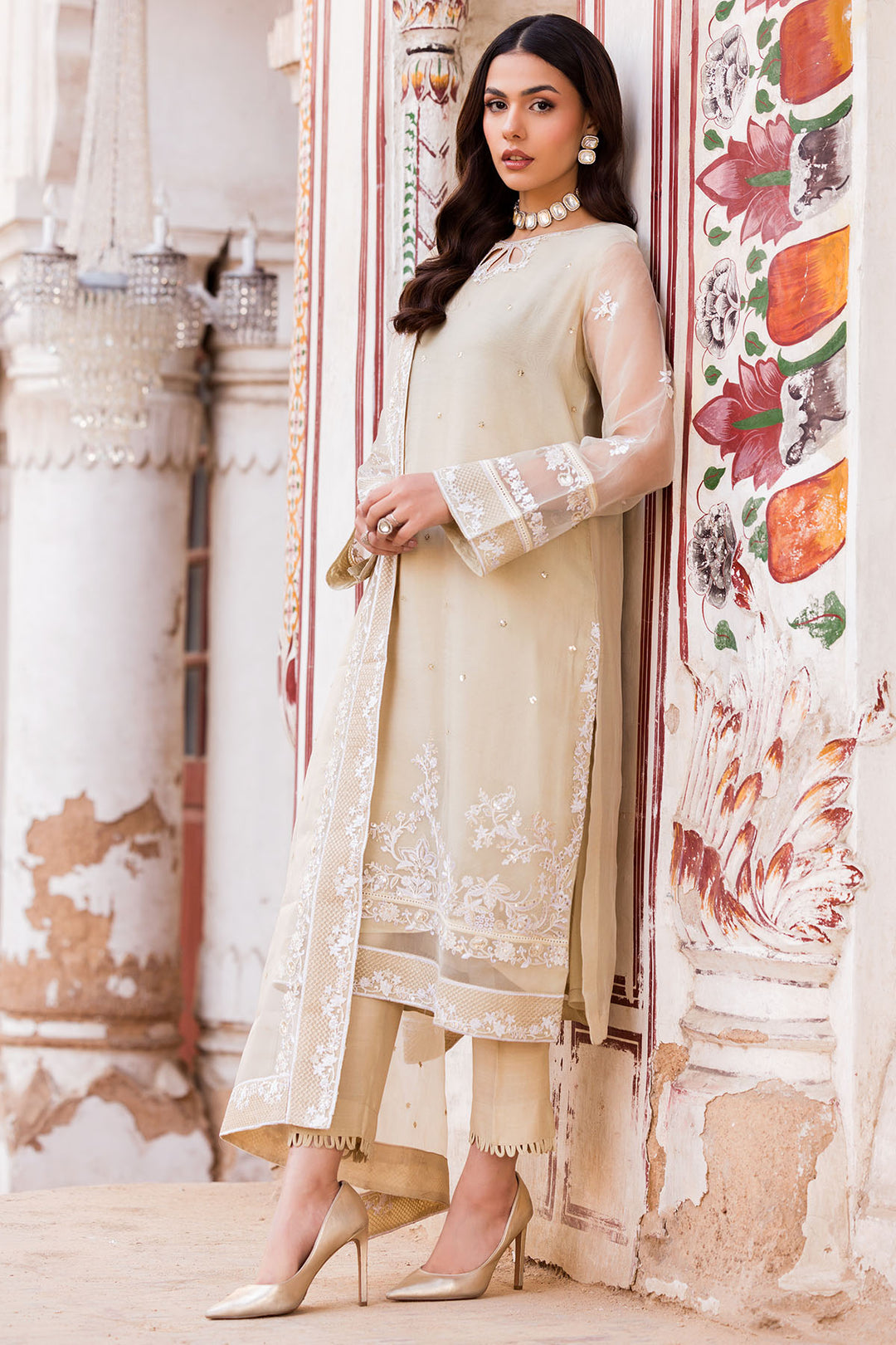 4593-MYSTIC EMBROIDERED ORGANZA STITCHED