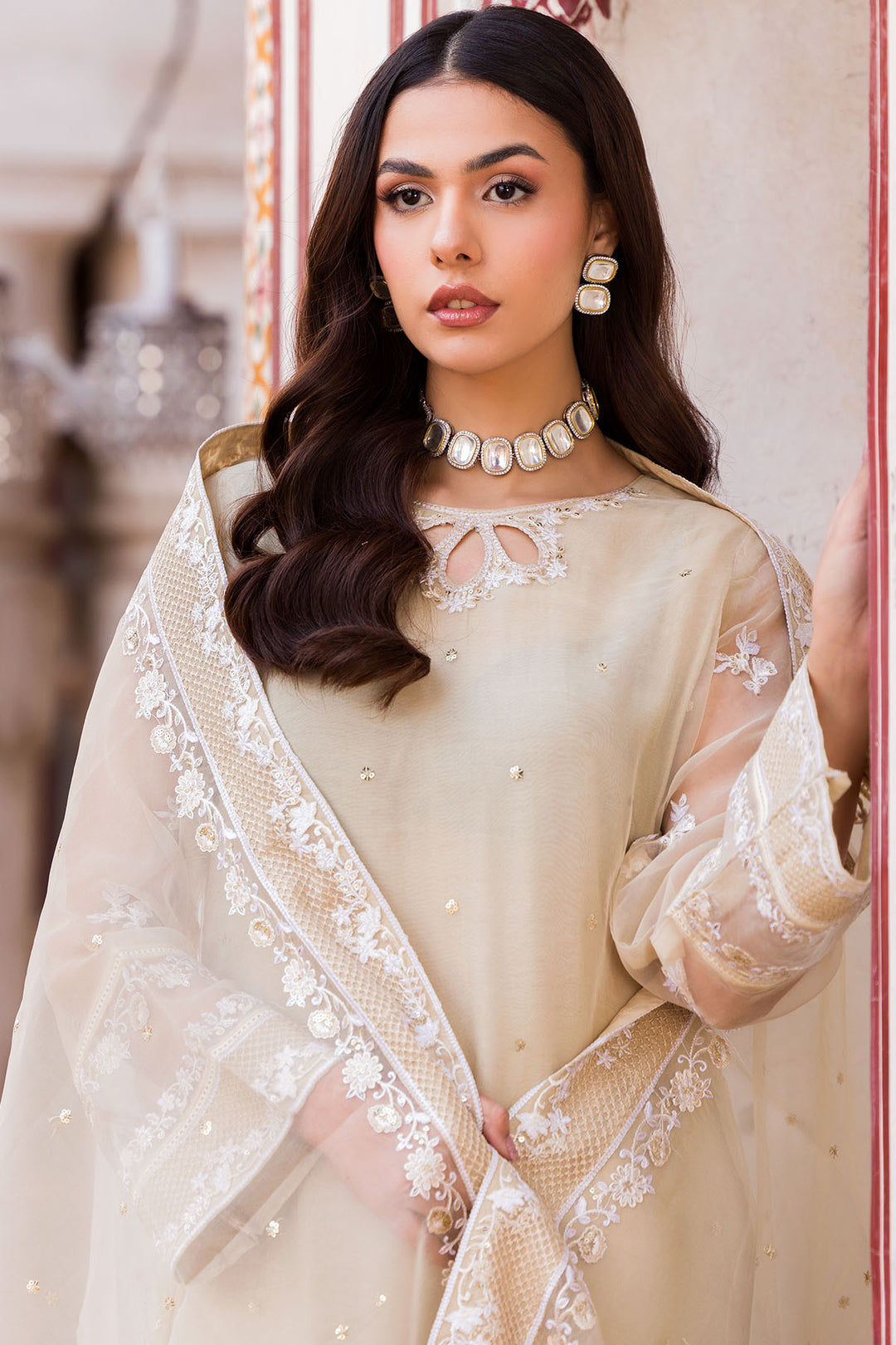 4593-MYSTIC EMBROIDERED ORGANZA STITCHED