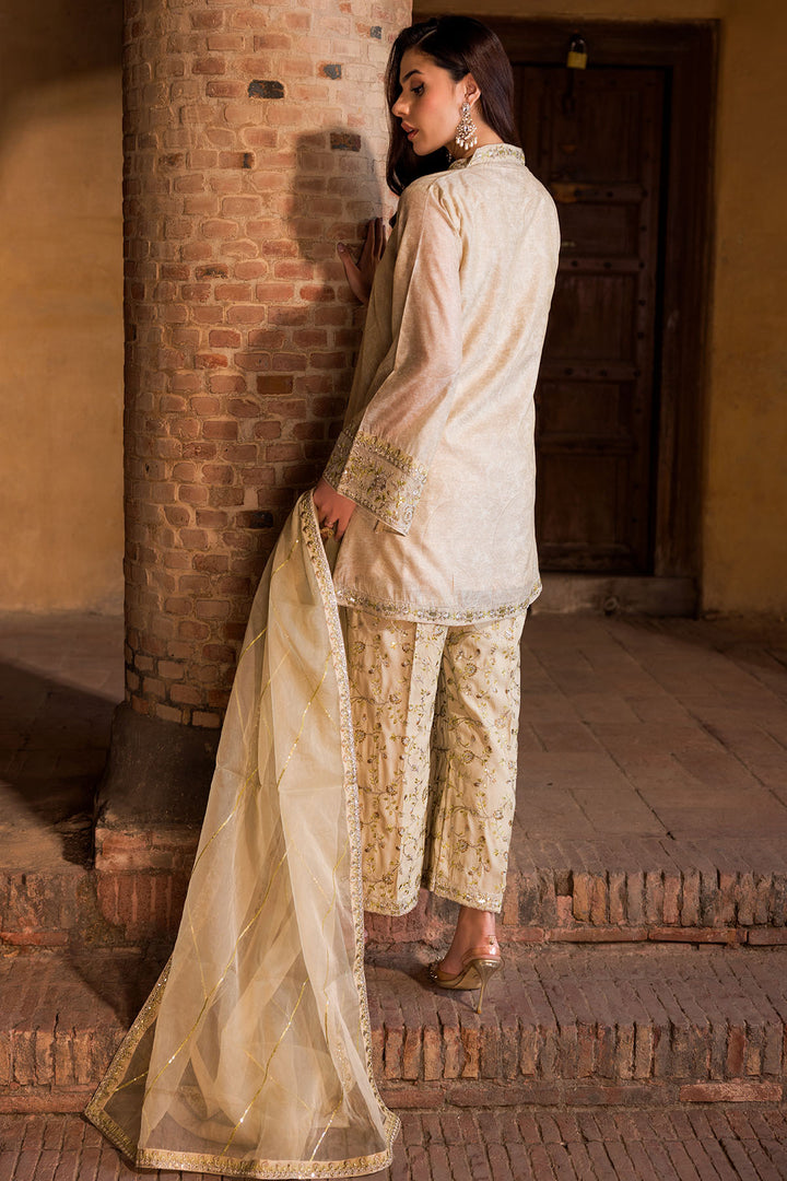 4594-SANDALWOOD EMBROIDERED JAMAVAR STITCHED