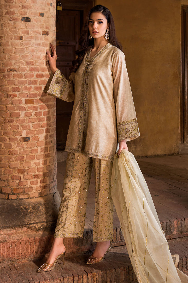 4594-SANDALWOOD EMBROIDERED JAMAVAR STITCHED