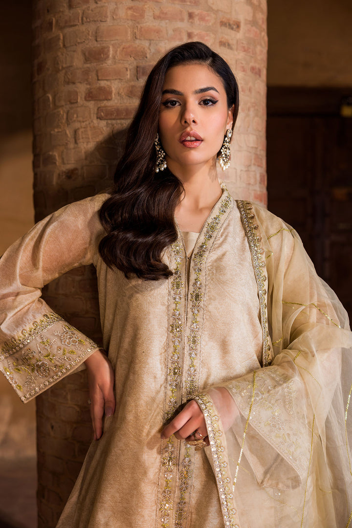 4594-SANDALWOOD EMBROIDERED JAMAVAR STITCHED