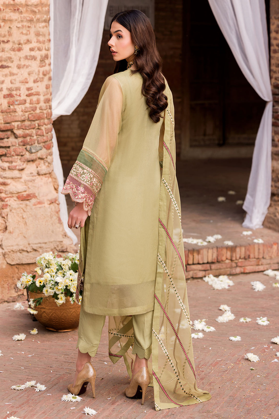 4596-NIGHTINGALE EMBROIDERED SILK NET STITCHED