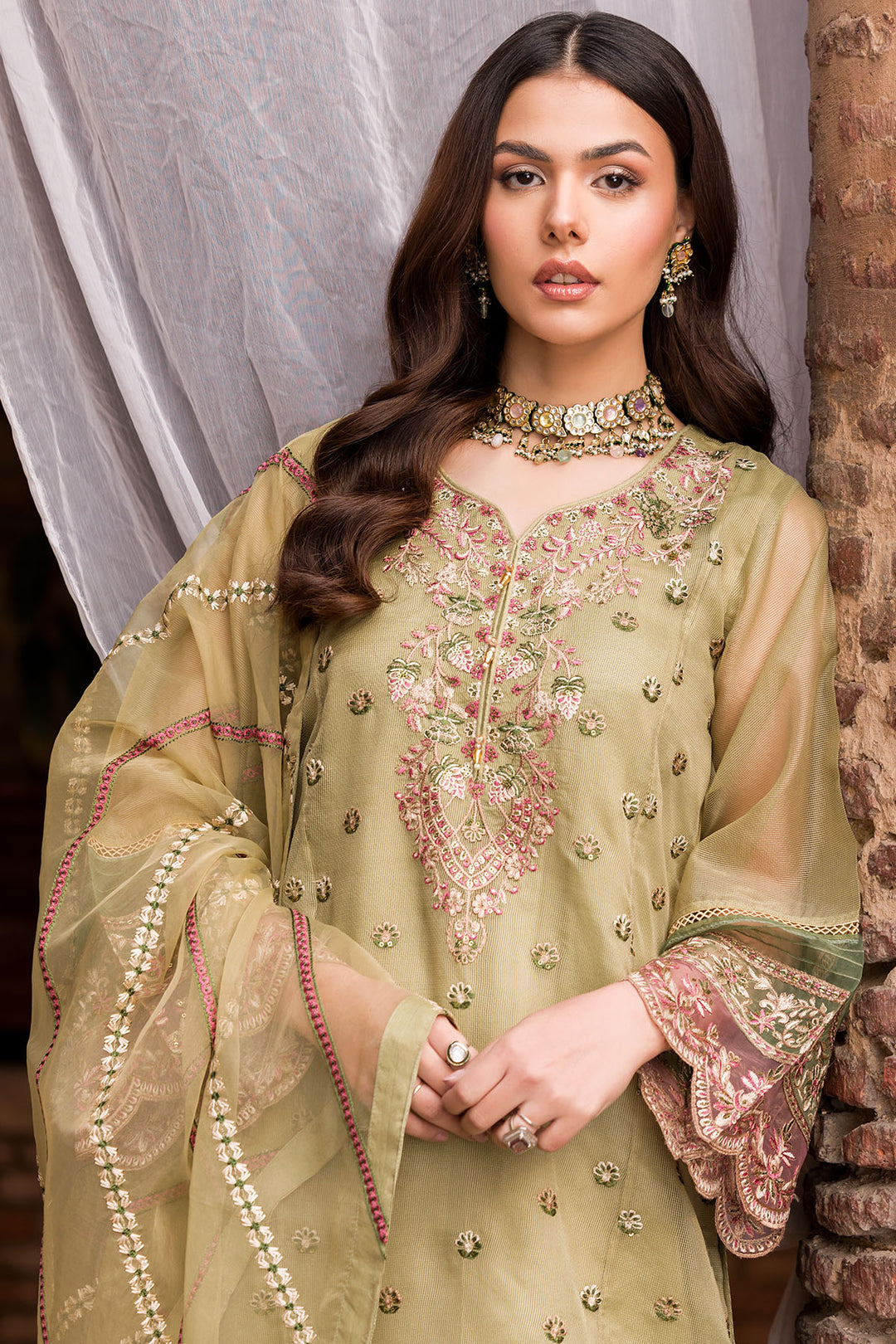 4596-NIGHTINGALE EMBROIDERED SILK NET STITCHED