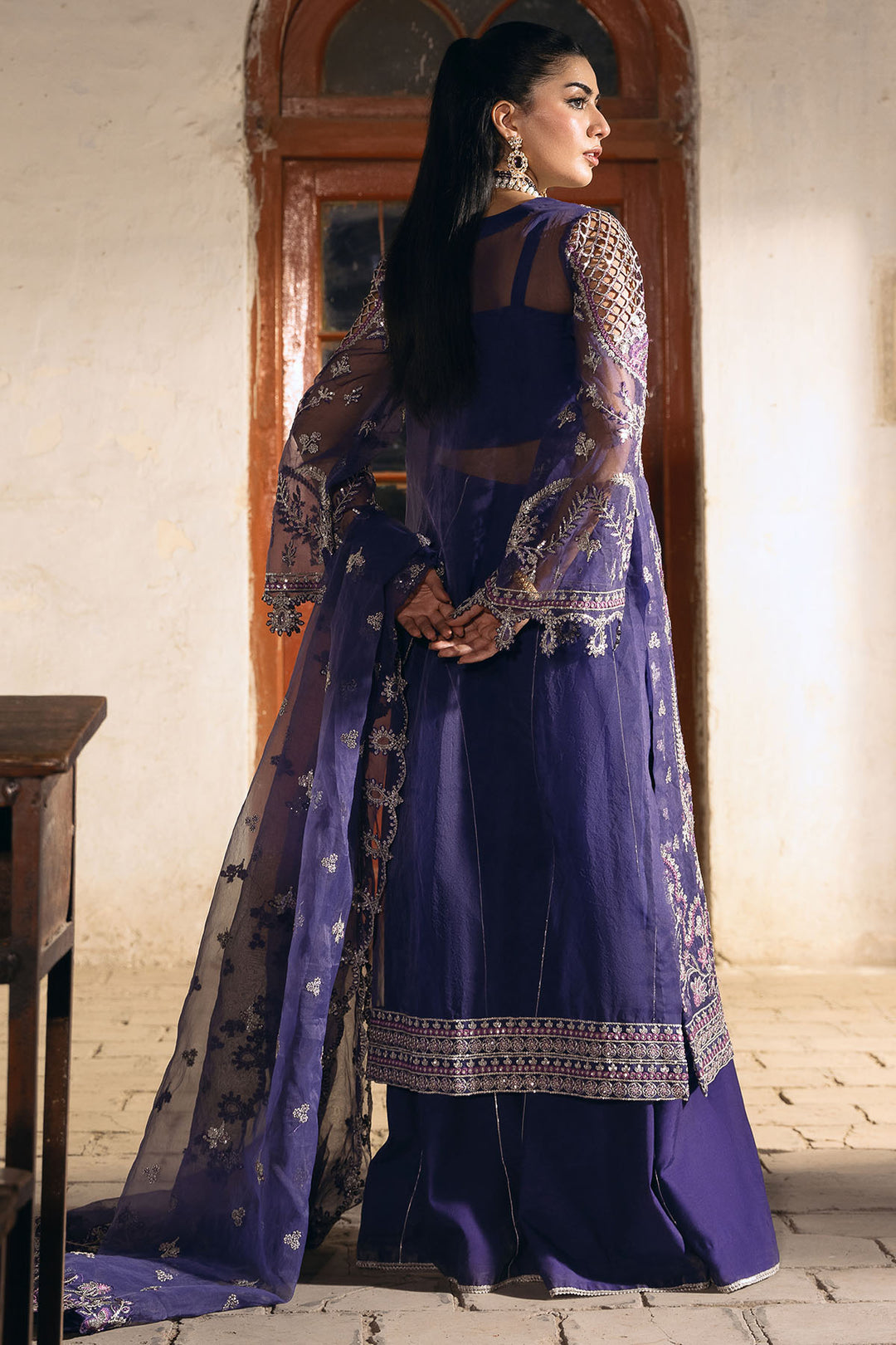 4811-DAISHA EMBROIDERED ORGANZA UNSTITCHED