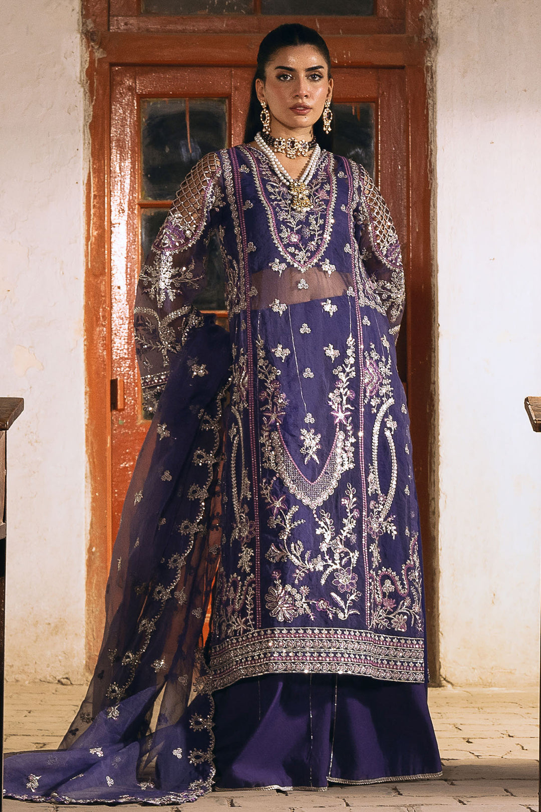 4811-DAISHA EMBROIDERED ORGANZA UNSTITCHED