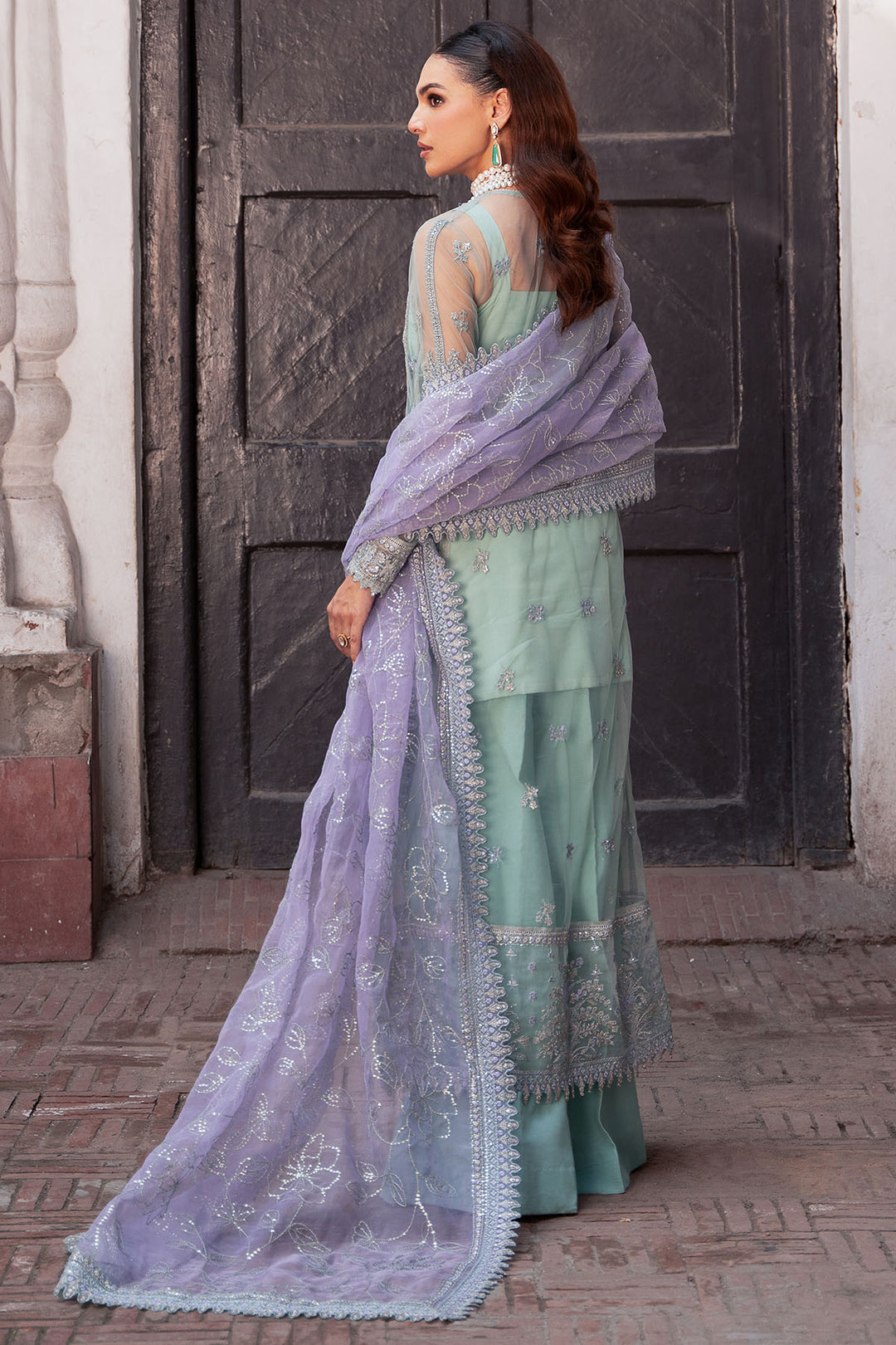 4814-FAKEEHAH EMBROIDERED SILK NET UNSTITCHED