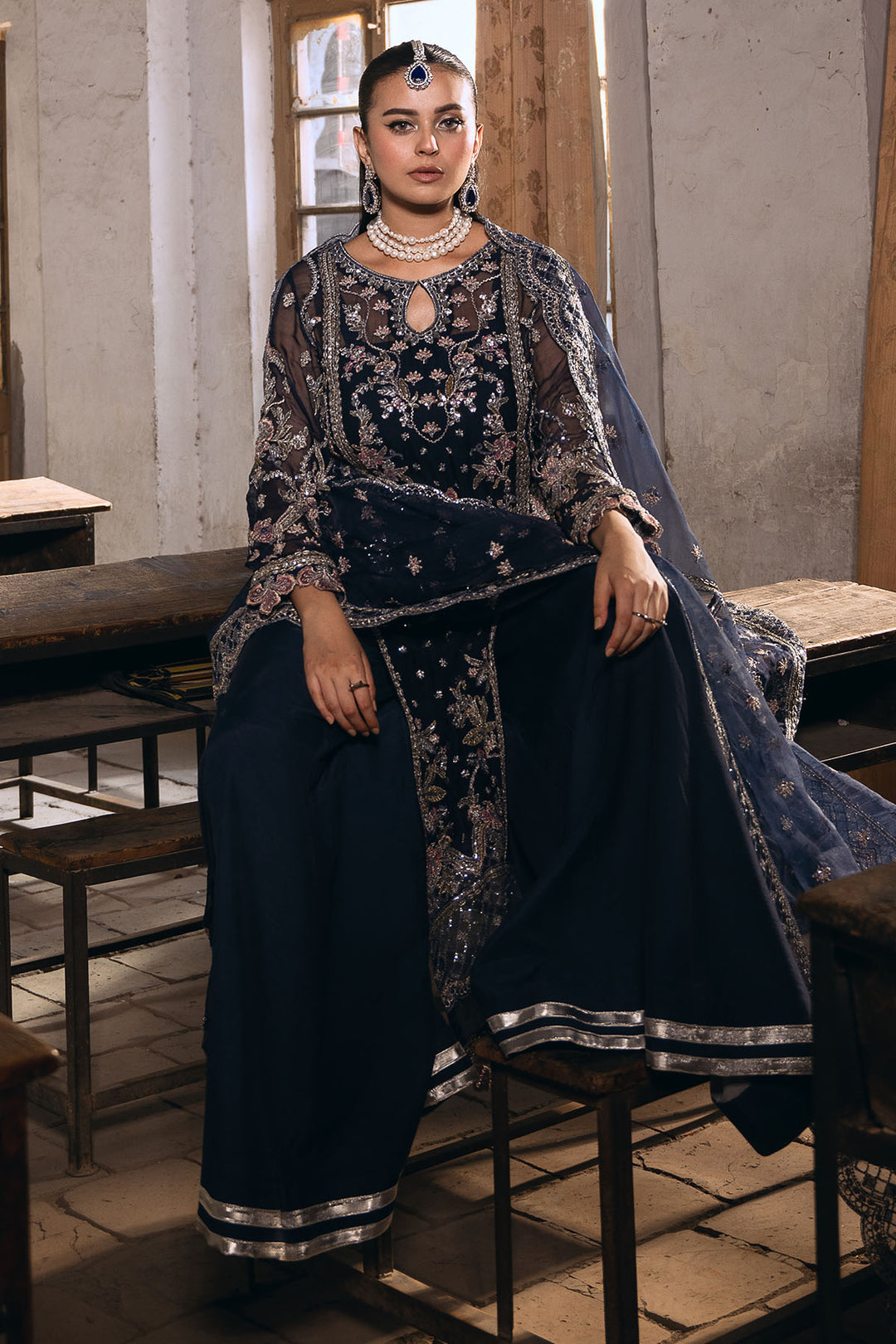 4818-LAYLA EMBROIDERED BEMBERG CHIFFON UNSTITCHED