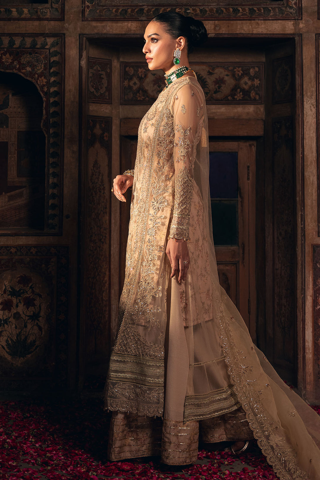 4821-SHERBANO EMBROIDERED SILK NET UNSTITCHED