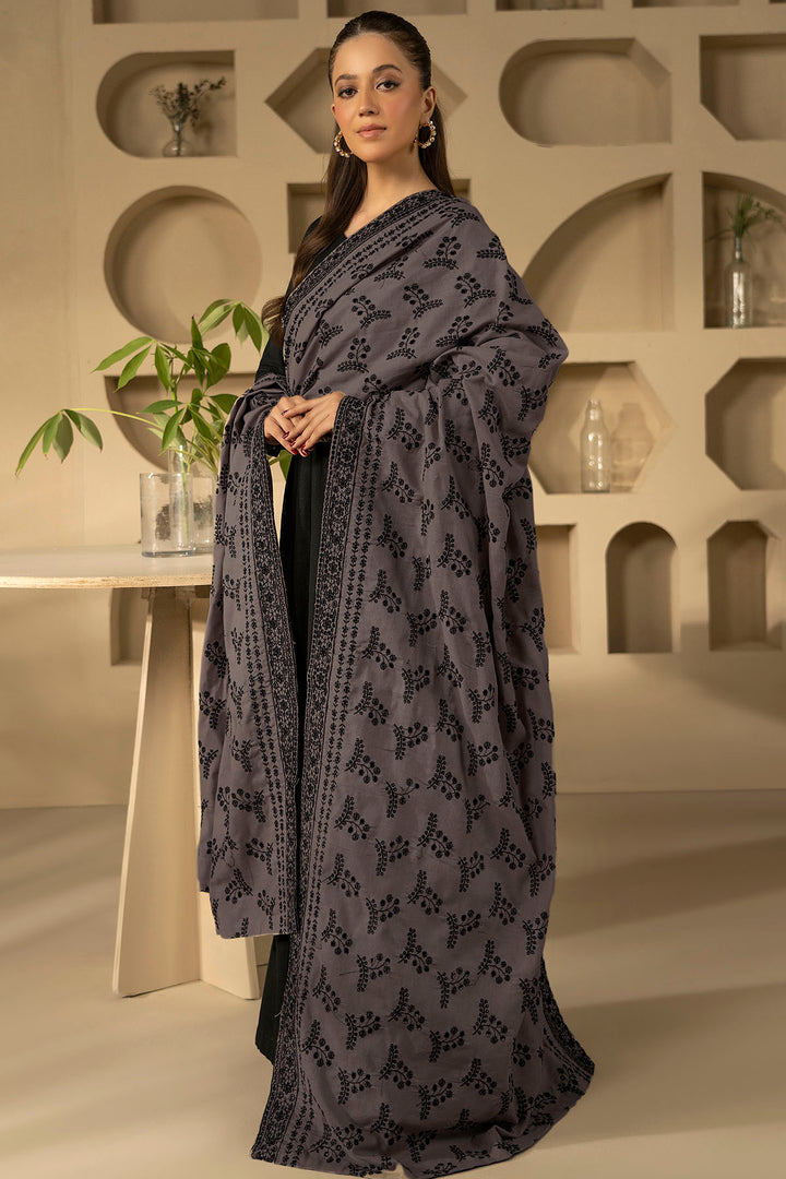 4902-MEHEROON EMBROIDERED KHADDAR SHAWL
