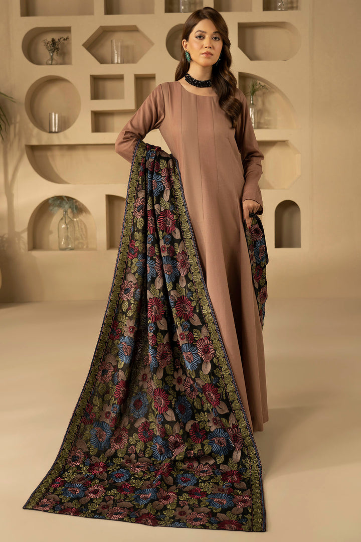 4910-FAMYA EMBROIDERED KHADDAR SHAWL