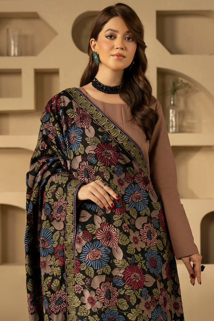 4910-FAMYA EMBROIDERED KHADDAR SHAWL