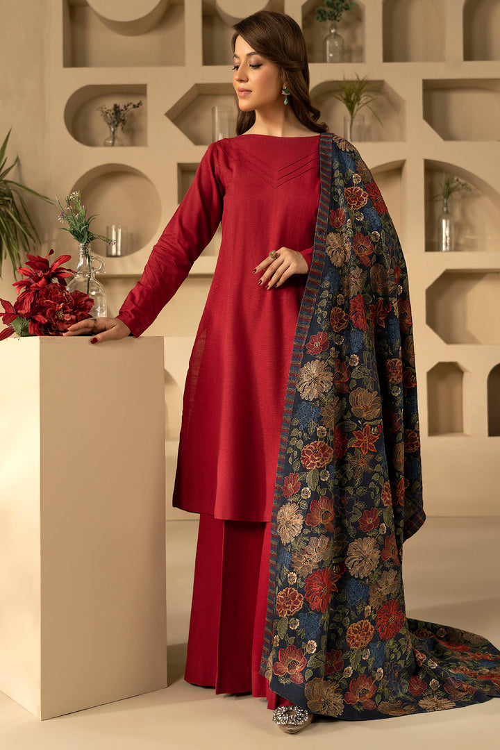 4911-HAMRA EMBROIDERED KHADDAR SHAWL