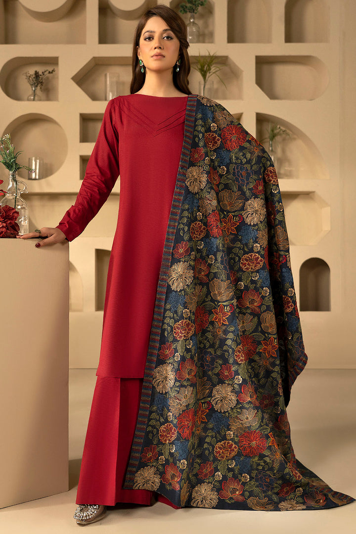 4911-HAMRA EMBROIDERED KHADDAR SHAWL