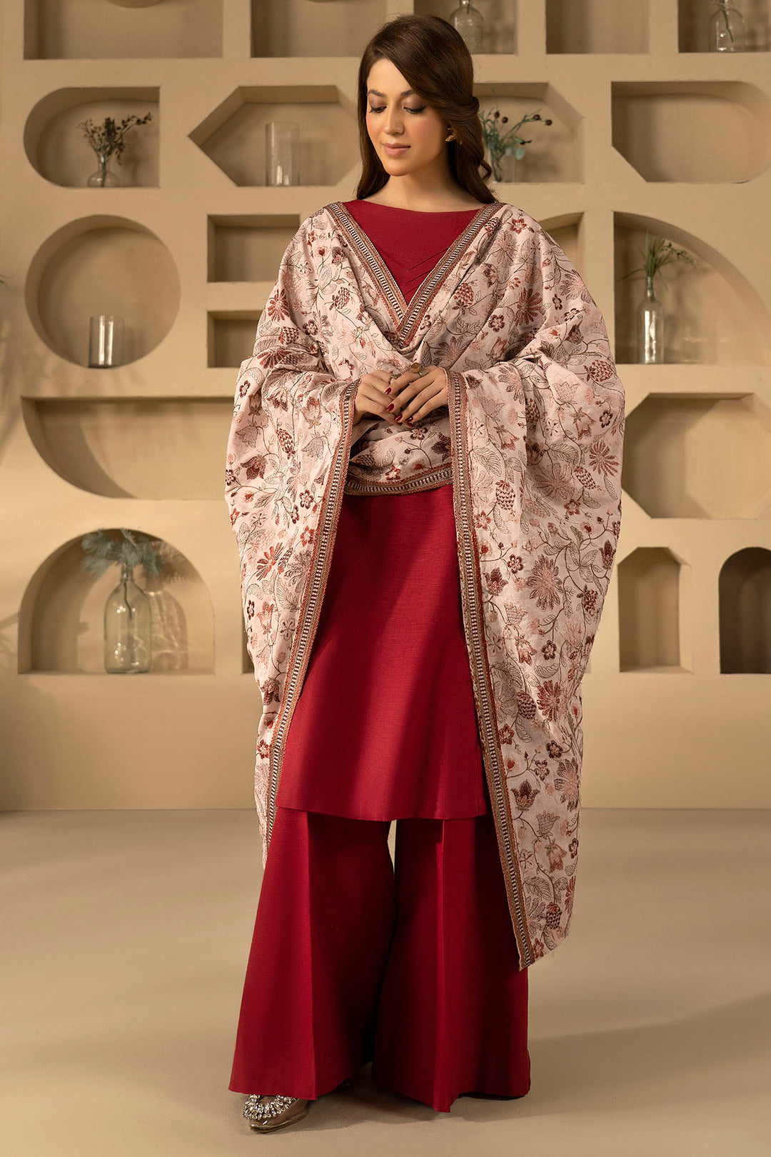 4914-YUMNA EMBROIDERED KHADDAR SHAWL