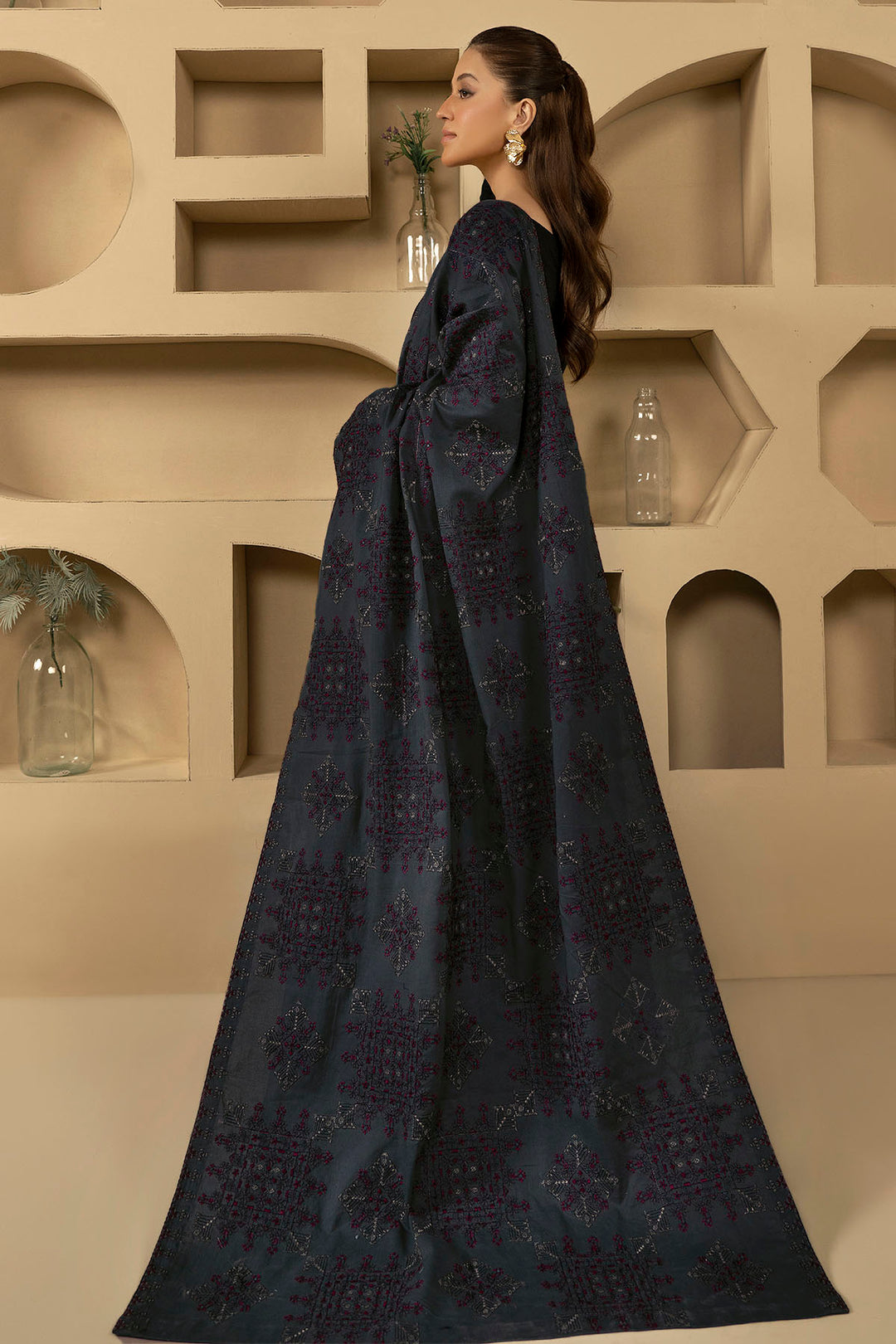 4915-DARIYA EMBROIDERED KHADDAR SHAWL