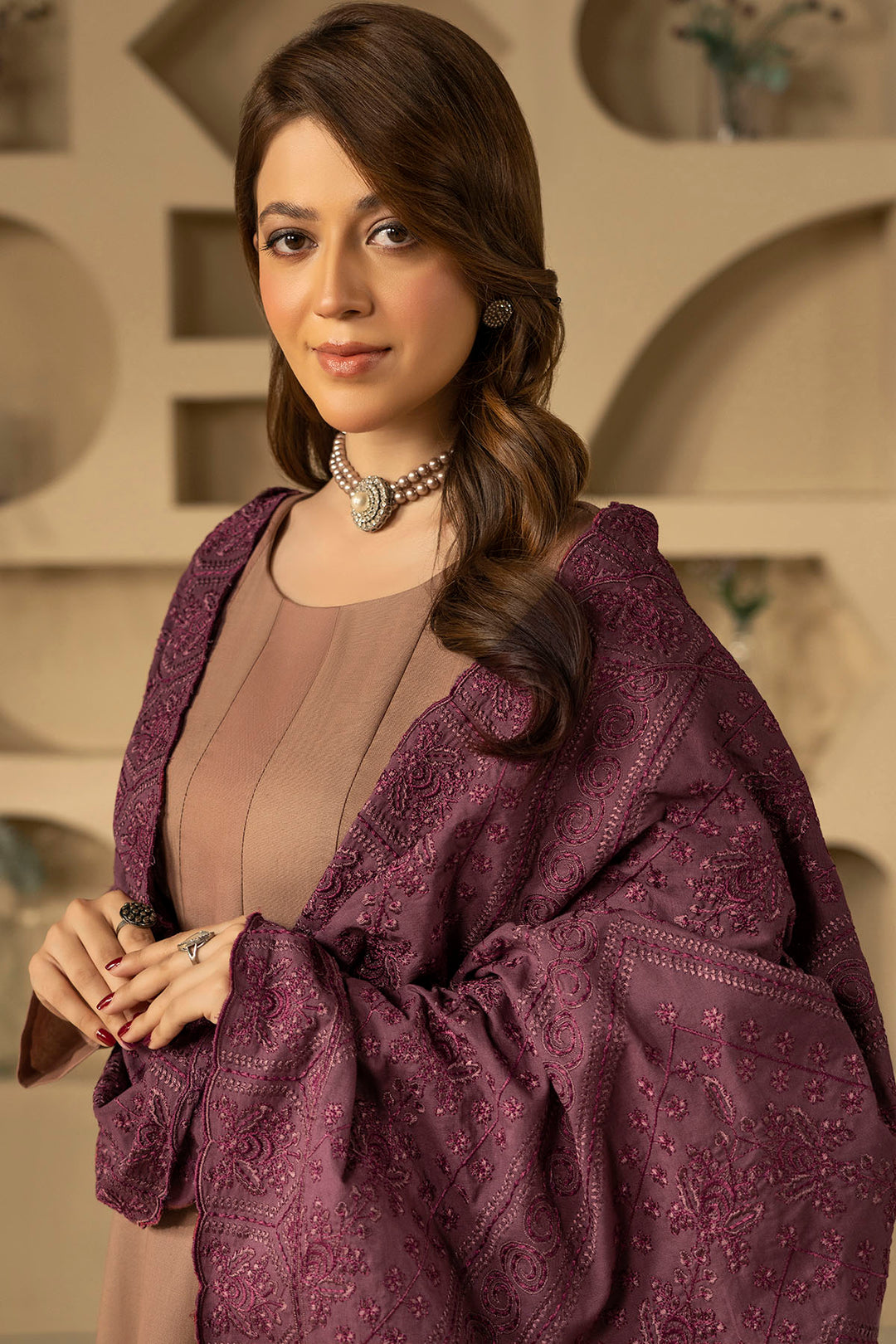 4918-ISBAH EMBROIDERED KHADDAR SHAWL