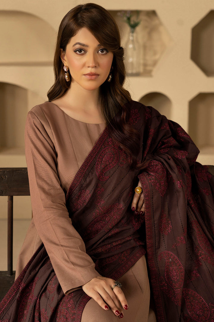 4919-MANAR EMBROIDERED KHADDAR SHAWL