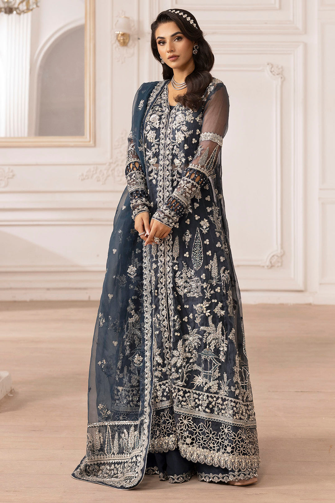 4931-YASNA EMBROIDERED ORGANZA STITCHED