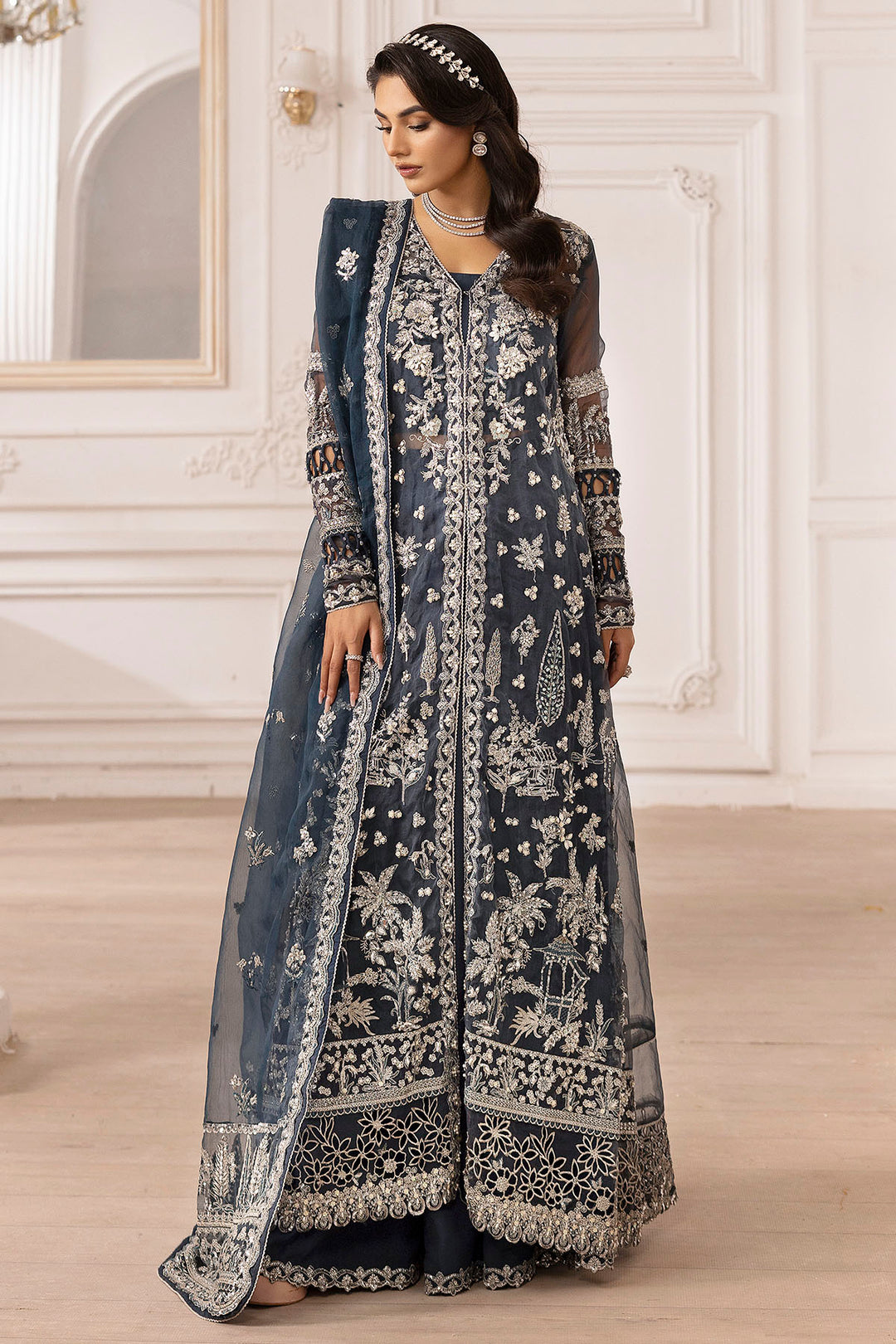 4931-YASNA EMBROIDERED ORGANZA STITCHED