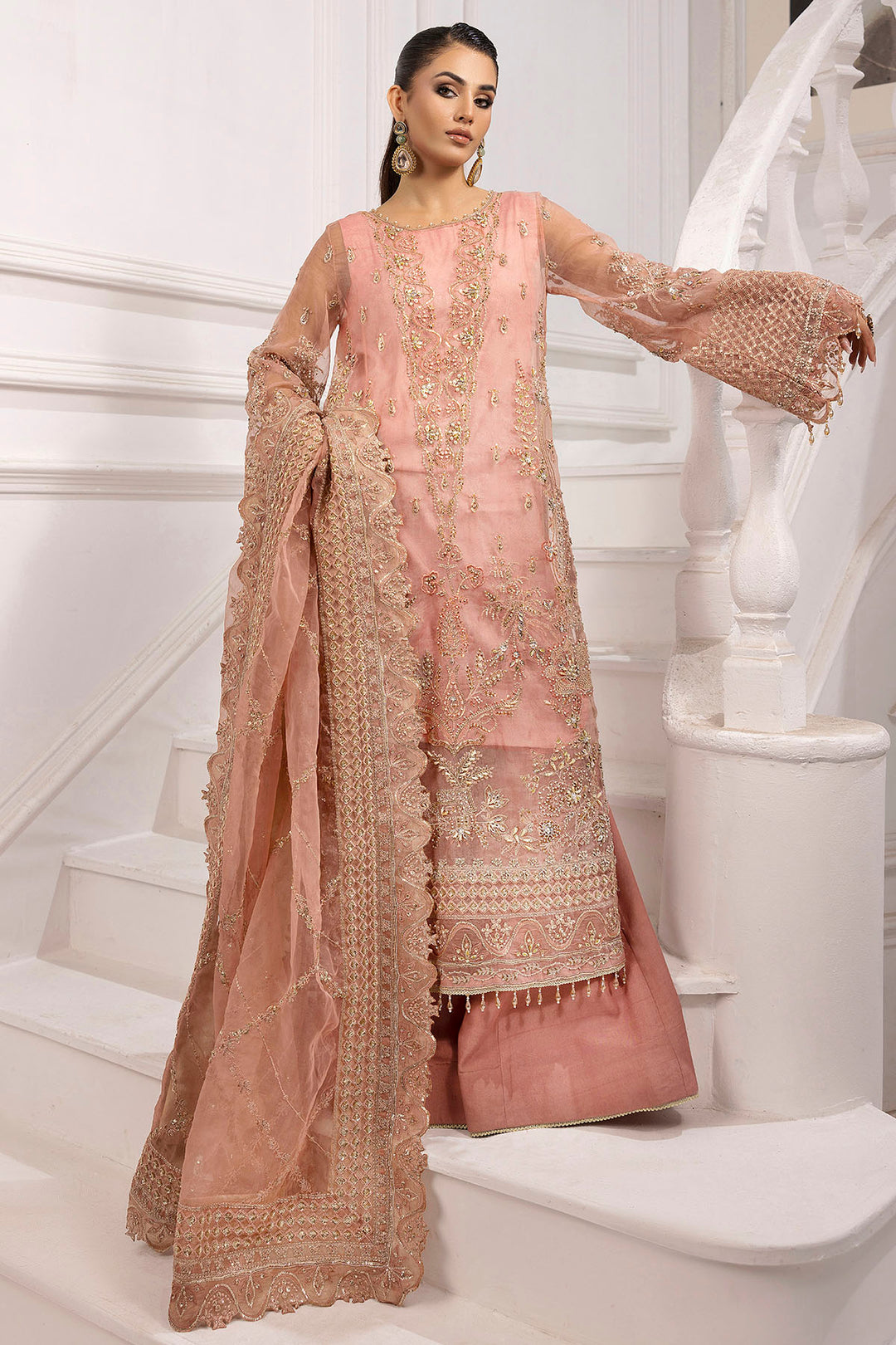 4934-ABSHAR EMBROIDERED ORGANZA UNSTITCHED