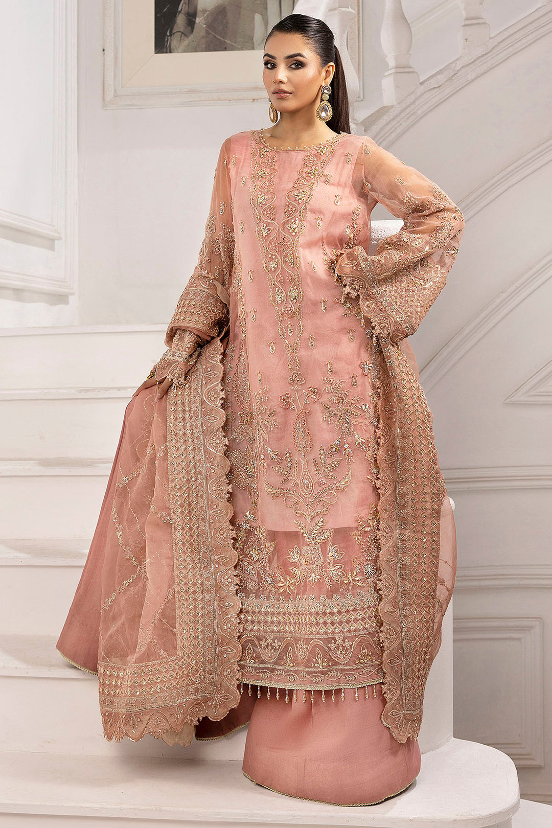 4934-ABSHAR EMBROIDERED ORGANZA UNSTITCHED