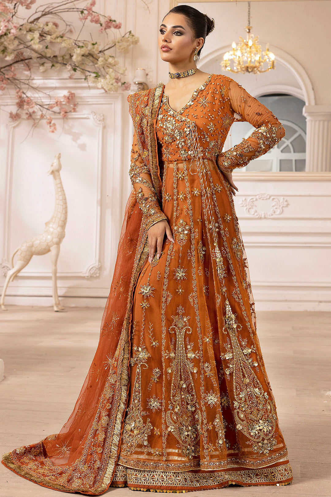 Raha Net 4938-Raha Embroidered Silk Net Unstitched – Motifz