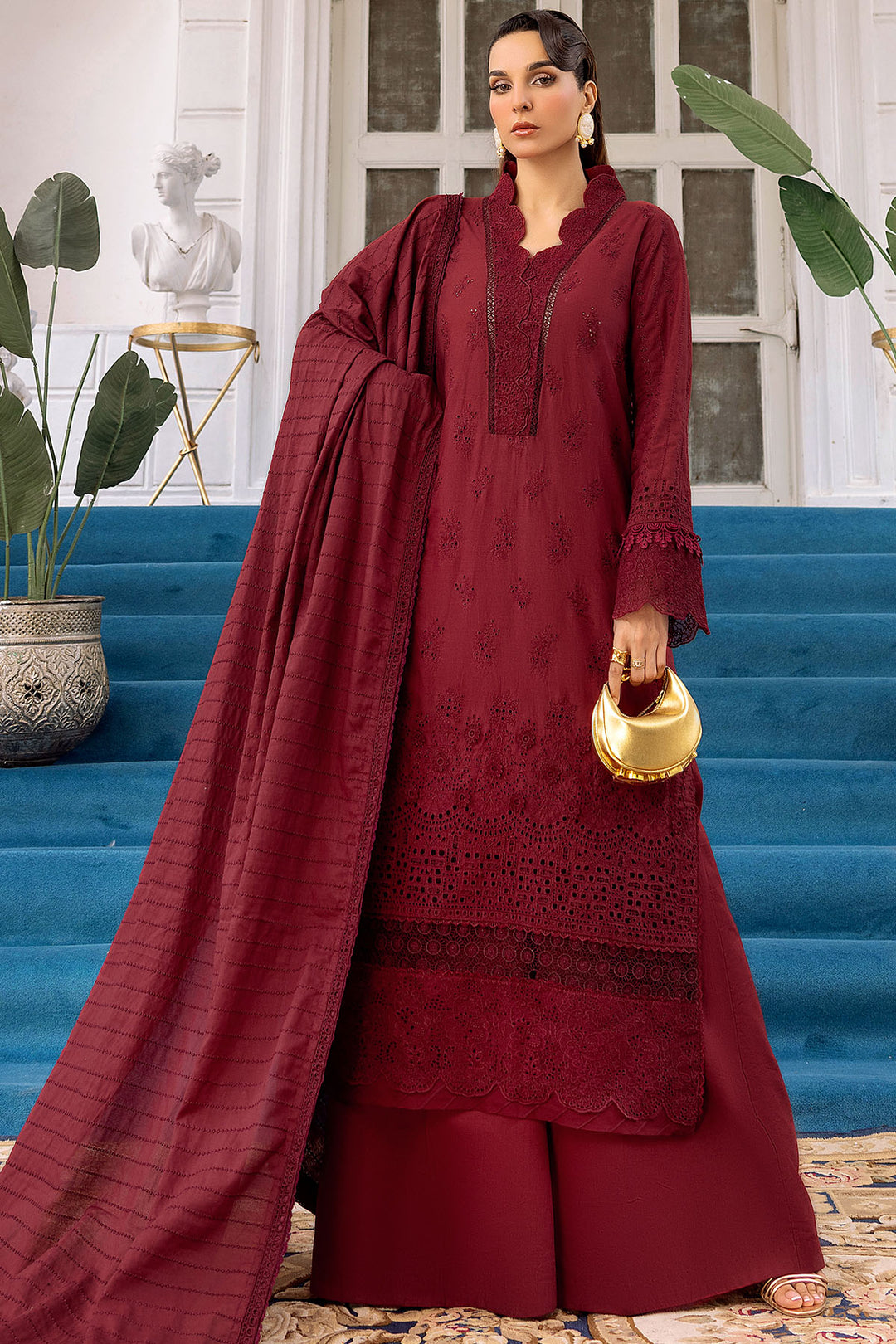 4993-NURAL EMBROIDERED KHADDAR STITCHED