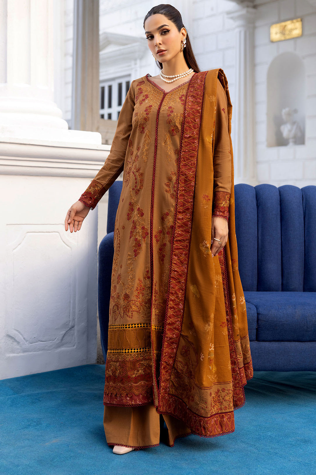 4998-BAZIF EMBROIDERED KARANDI STITCHED