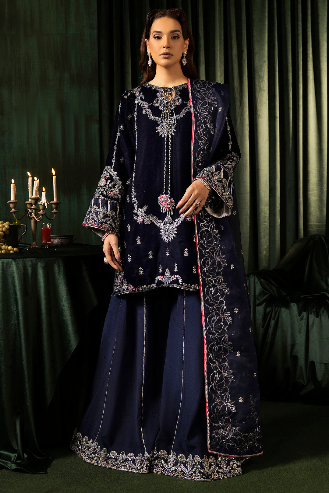 5092-AAIRA EMBROIDERED VELVET UNSTITCHED
