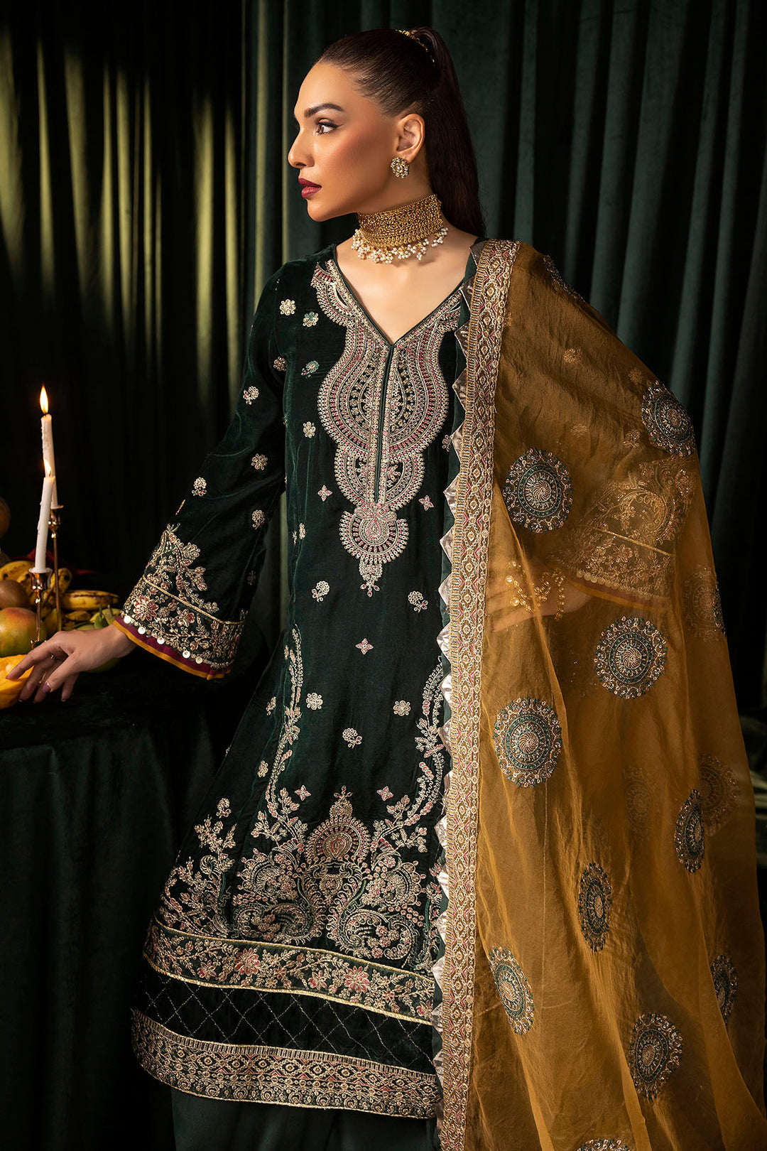 5094-YUMNA EMBROIDERED VELVET UNSTITCHED