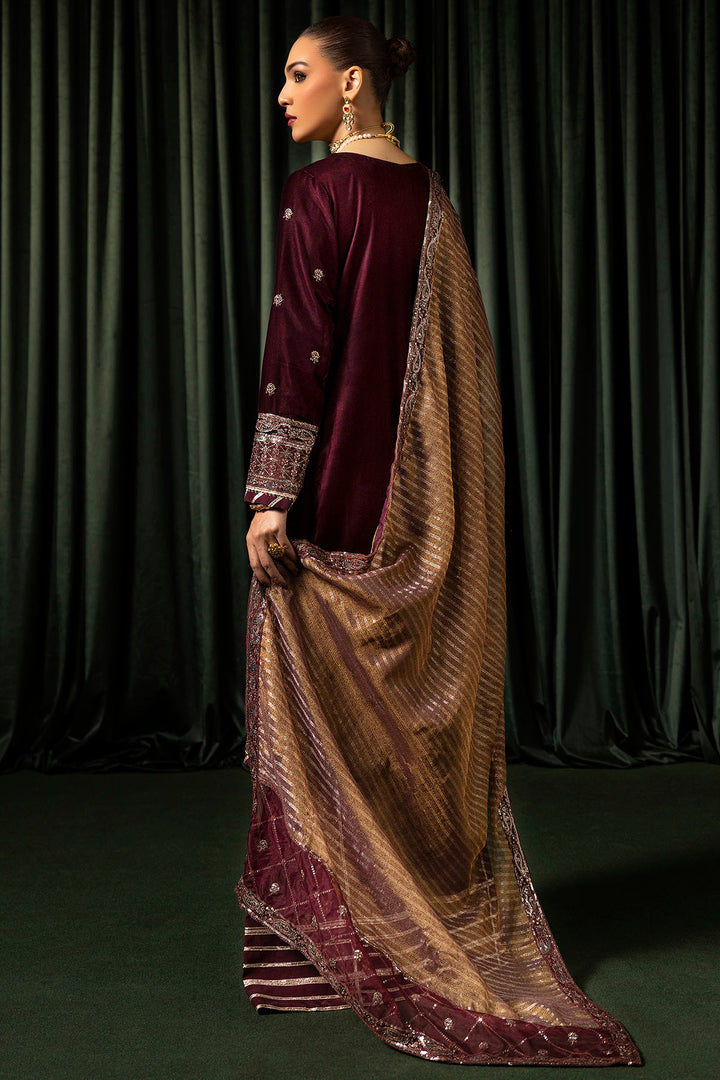 5096-DAISHA EMBROIDERED VELVET UNSTITCHED