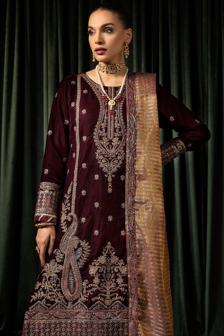 5096-DAISHA EMBROIDERED VELVET UNSTITCHED
