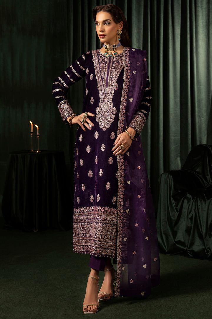 5100-IRHA EMBROIDERED VELVET UNSTITCHED