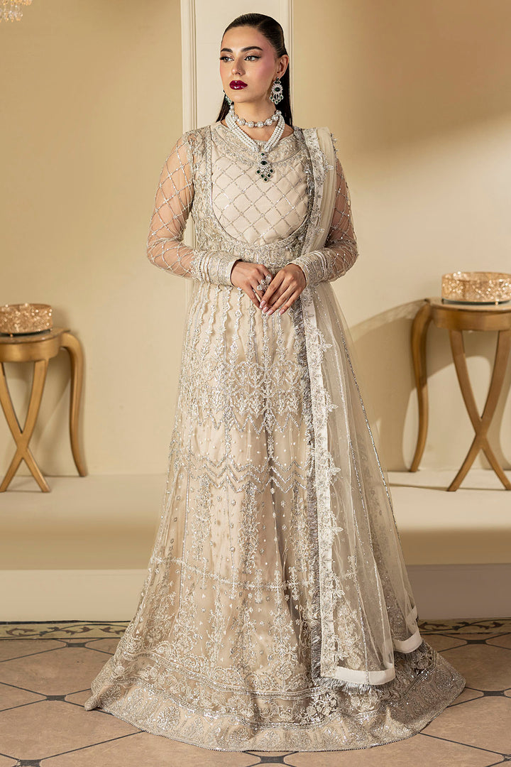 5131-DOVE EMBROIDERED SILK NET UNSTITCHED