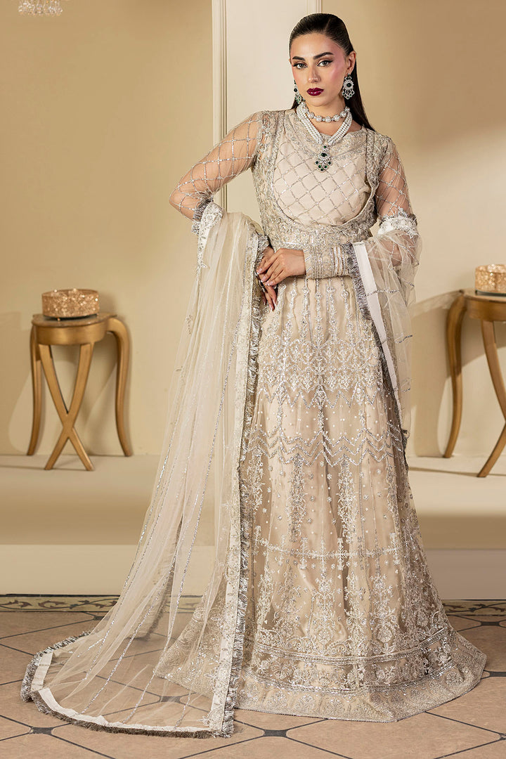 5131-DOVE EMBROIDERED SILK NET UNSTITCHED