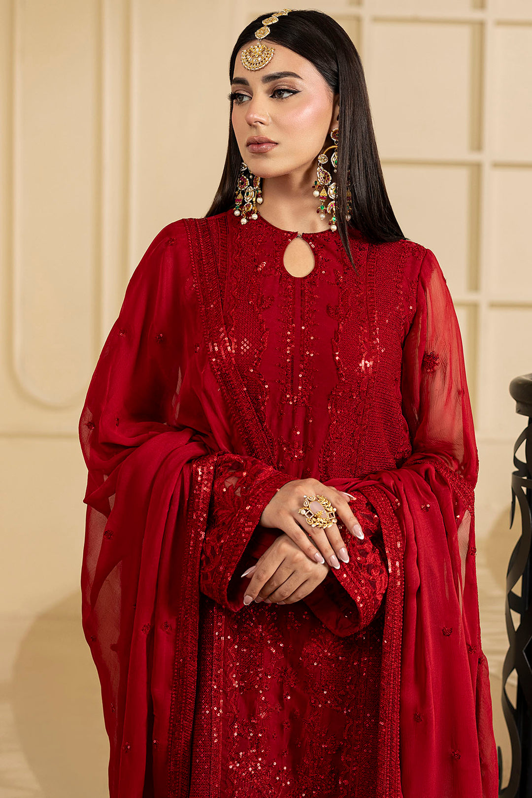 5133-ARIA EMBROIDERED CRINKLE CHIFFON STITCHED