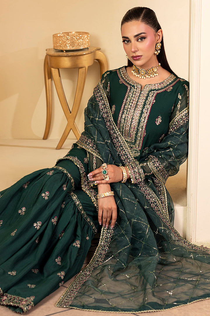 5135-JADE EMBROIDERED CRINKLE CHIFFON STITCHED