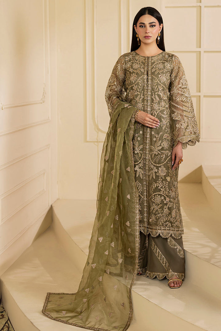 5137-GREEN EMBROIDERED ORGANZA UNSTITCHED