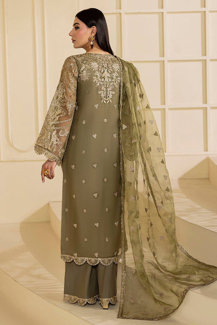5137-GREEN EMBROIDERED ORGANZA UNSTITCHED