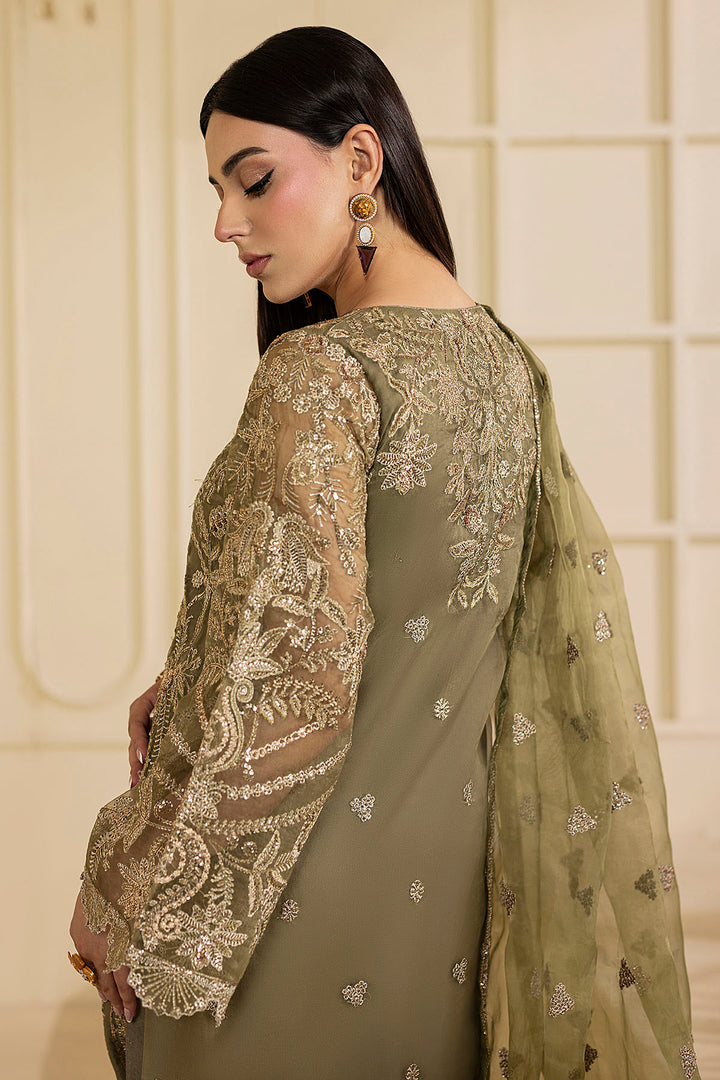 5137-GREEN EMBROIDERED ORGANZA UNSTITCHED