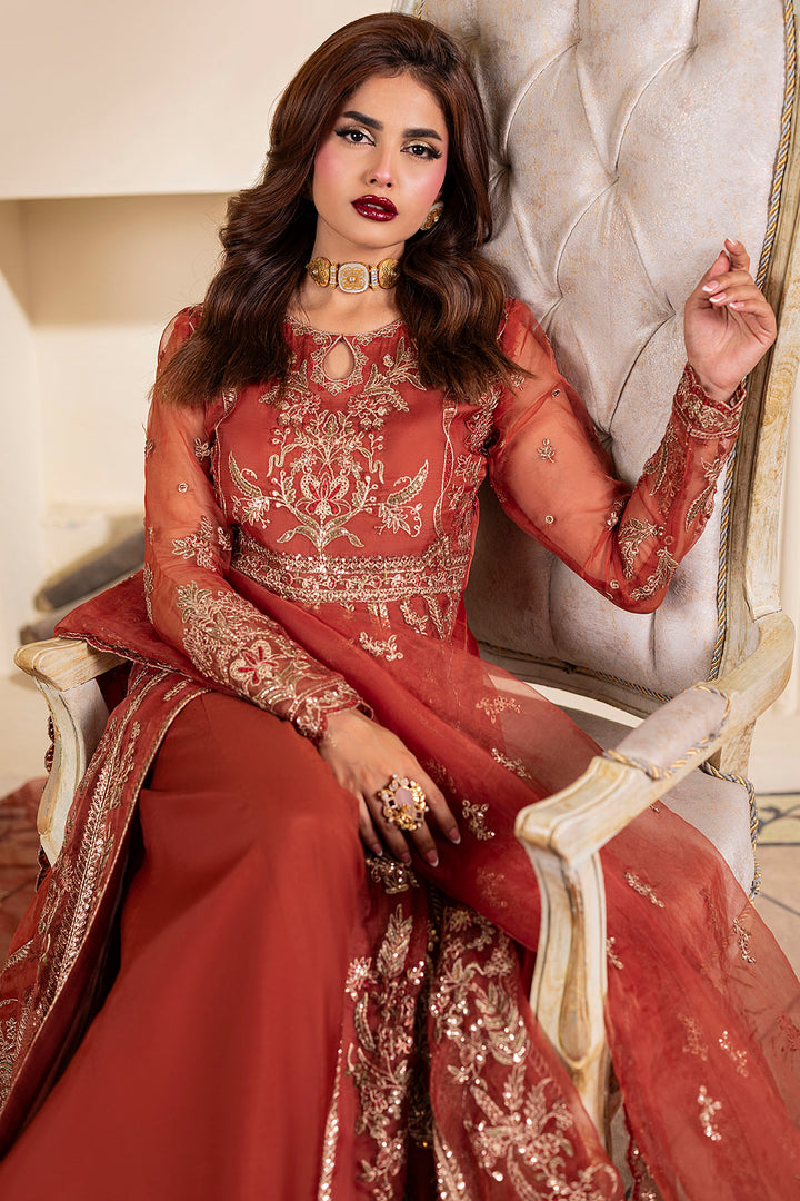 5139-BRANDY EMBROIDERED ORGANZA UNSTITCHED