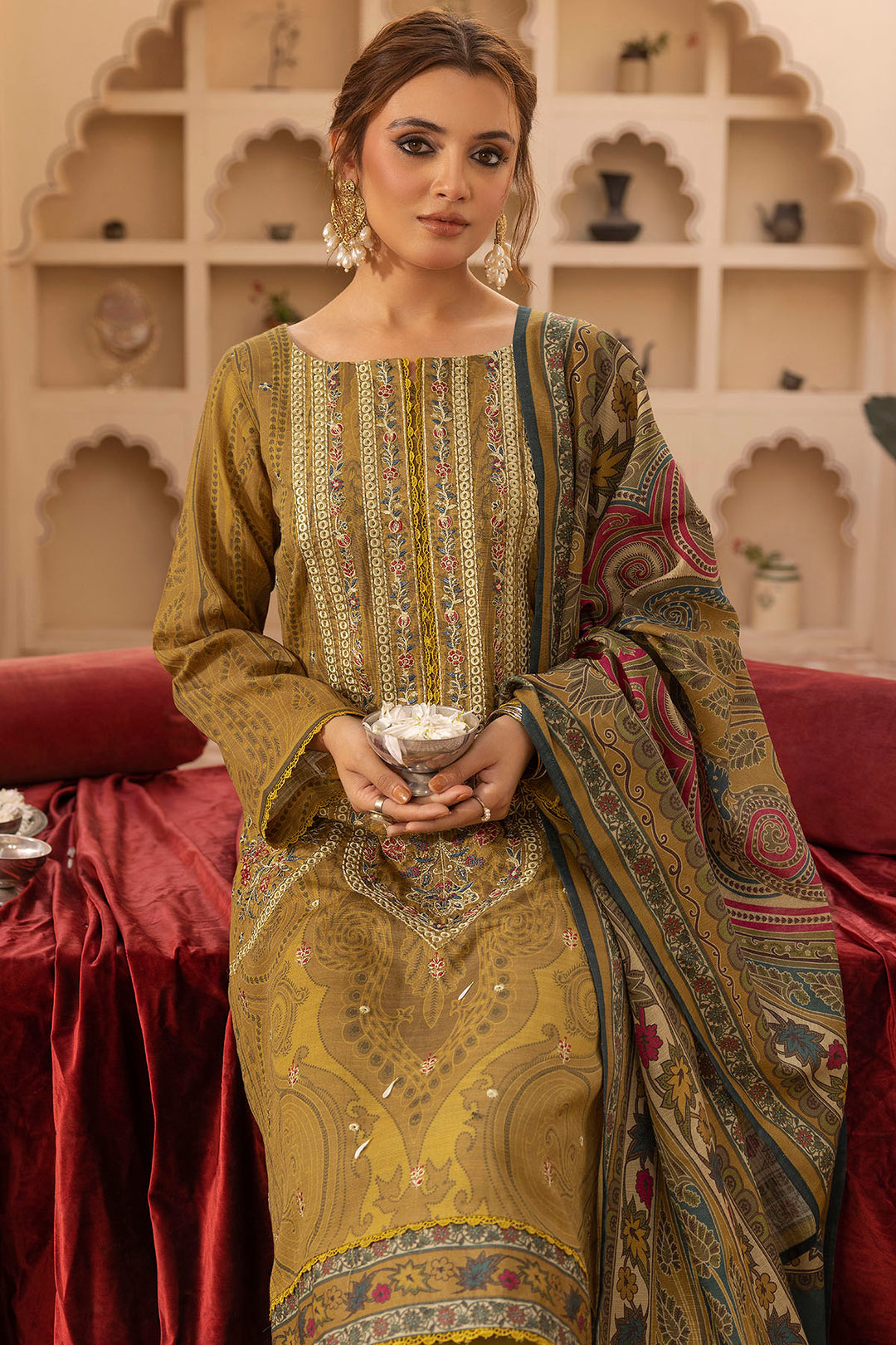 5203-UMMID EMBROIDERED KHADDAR UNSTITCHED