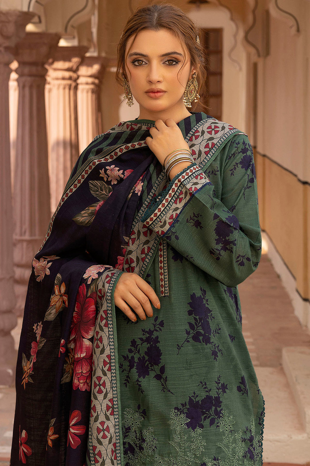 5205-SALWA EMBROIDERED KHADDAR UNSTITCHED